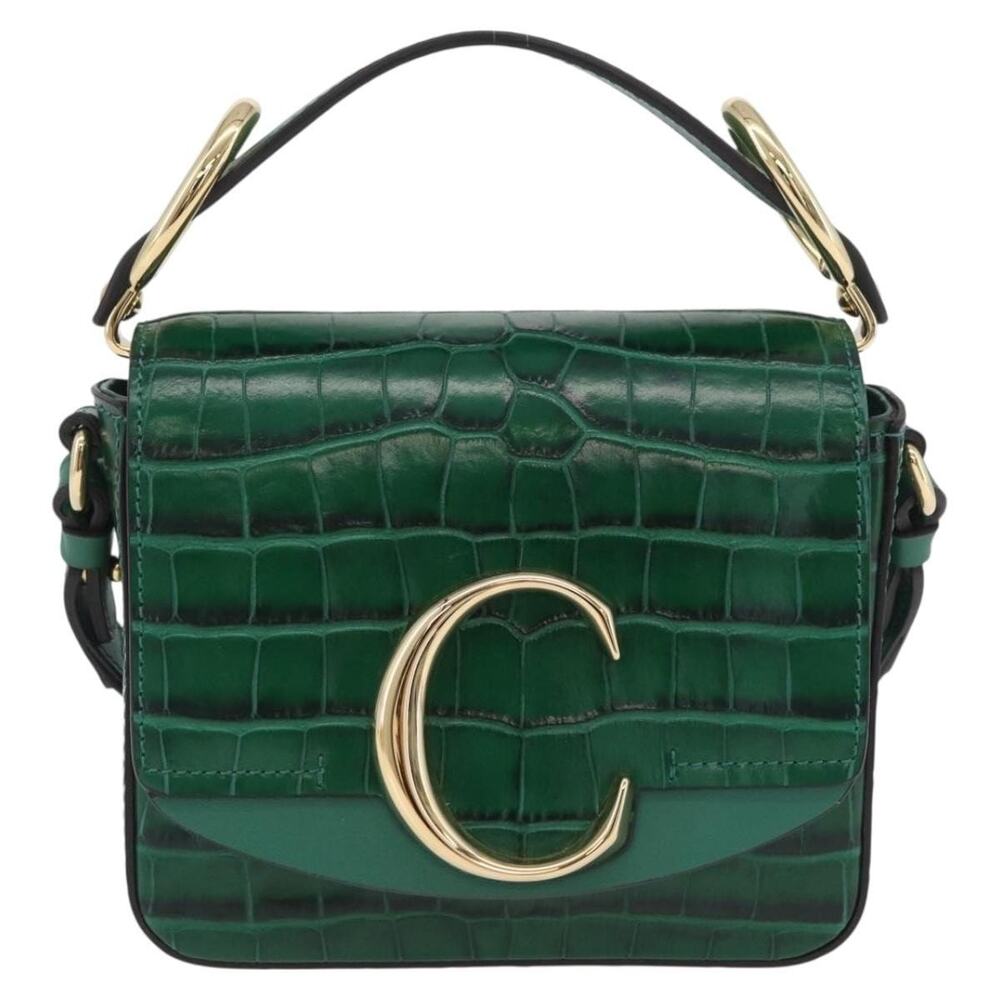 Chloe Embossed Leather C Handbag Green